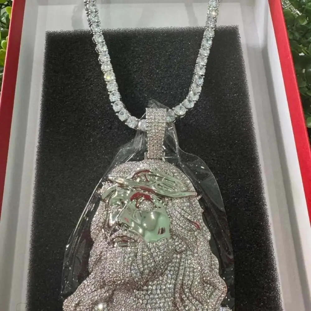 Iced Out Silver Jesus Pendant 2447